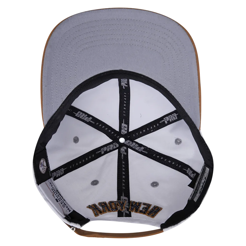MLB NEW YORK YANKEES 2 TONE NUBUCK MEN'S DAD HAT (WHITE/BROWN)