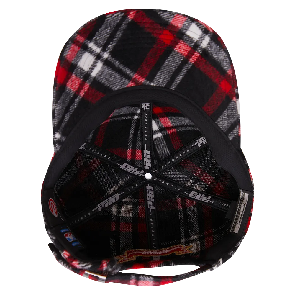 NBA ATLANTA HAWKS PRO PREP PLAID DAD HAT (RED/BLACK)