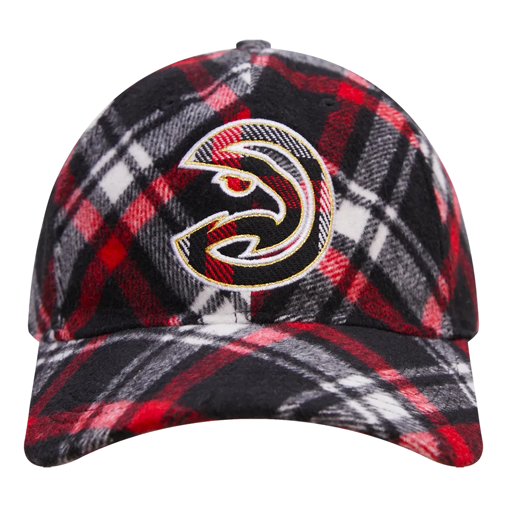NBA ATLANTA HAWKS PRO PREP PLAID DAD HAT (RED/BLACK)