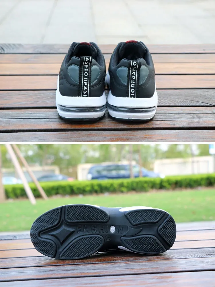New Men's Casual Shoes Shock Absorption Cushion Shoes Campus Wind Non-Slip Shoes Leather Stitching Men's Casual Shoes