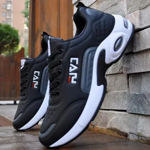 New Men's Casual Shoes Shock Absorption Cushion Shoes Campus Wind Non-Slip Shoes Leather Stitching Men's Casual Shoes
