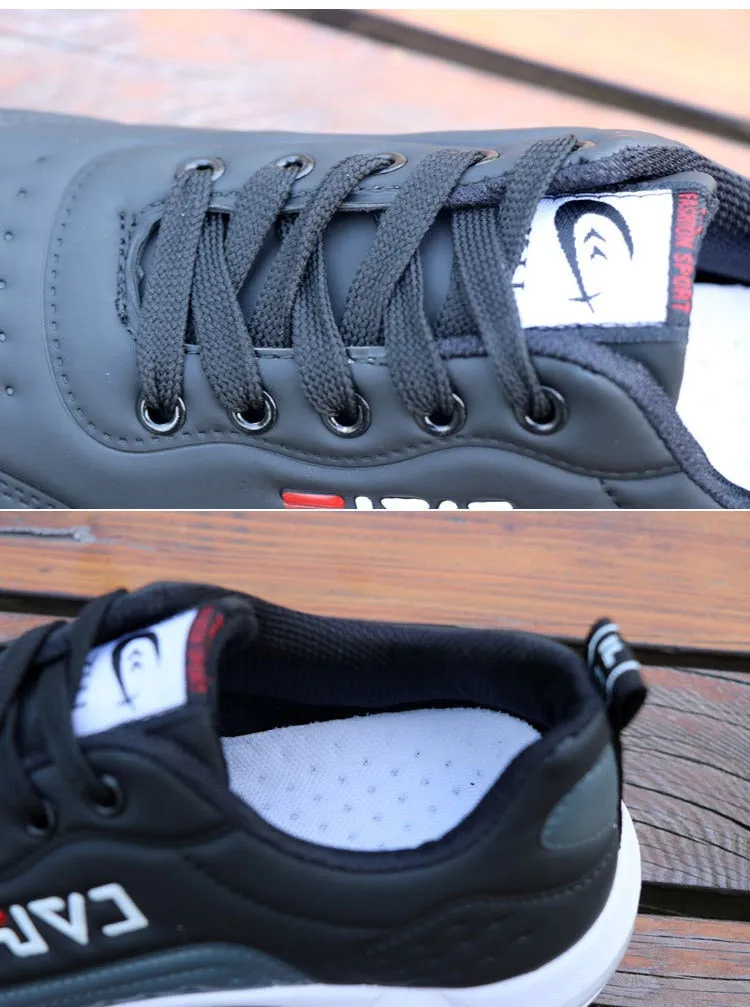 New Men's Casual Shoes Shock Absorption Cushion Shoes Campus Wind Non-Slip Shoes Leather Stitching Men's Casual Shoes