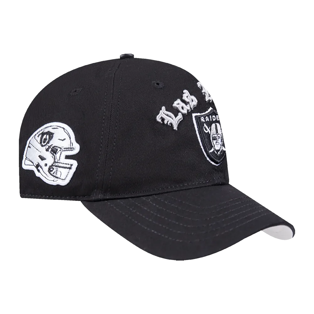 NFL LAS VEGAS RAIDERS OLD ENGLISH MEN'S DAD HAT (BLACK)