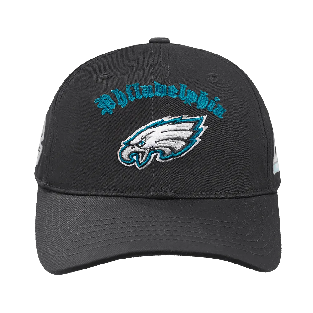 NFL PHILADELPHIA EAGLES OLD ENGLISH MEN'S DAD HAT (BLACK)
