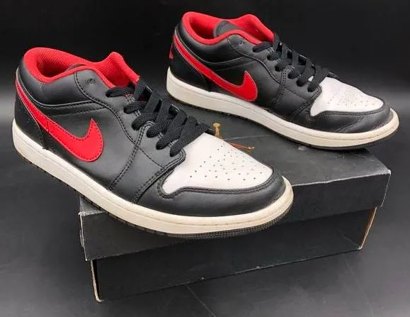 Nike Air Jordan 1 Low Men's 'White Toe' & Black/Red Sneakers - Size 8 ( COA)