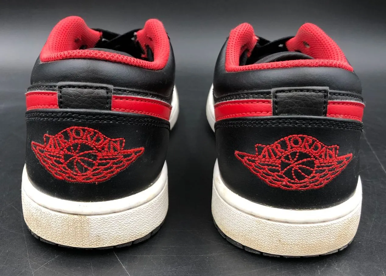 Nike Air Jordan 1 Low Men's 'White Toe' & Black/Red Sneakers - Size 8 ( COA)