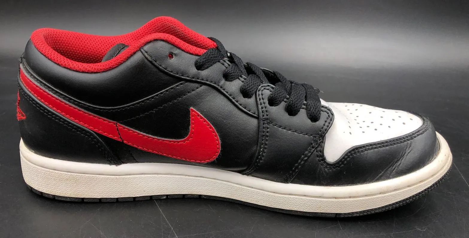 Nike Air Jordan 1 Low Men's 'White Toe' & Black/Red Sneakers - Size 8 ( COA)