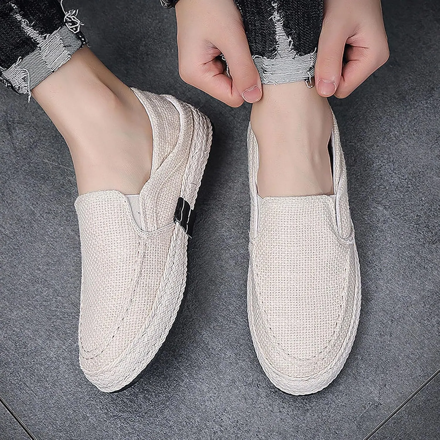 Non Slip Work Sport Shoes for Men Casual Sneaker Mesh Breathable Walking Shoe Hook and Loop Orthopedic Sneakers