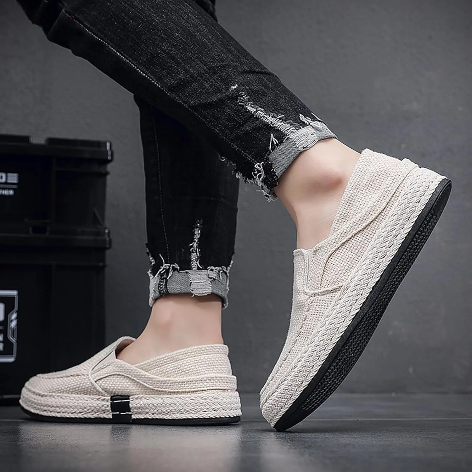 Non Slip Work Sport Shoes for Men Casual Sneaker Mesh Breathable Walking Shoe Hook and Loop Orthopedic Sneakers