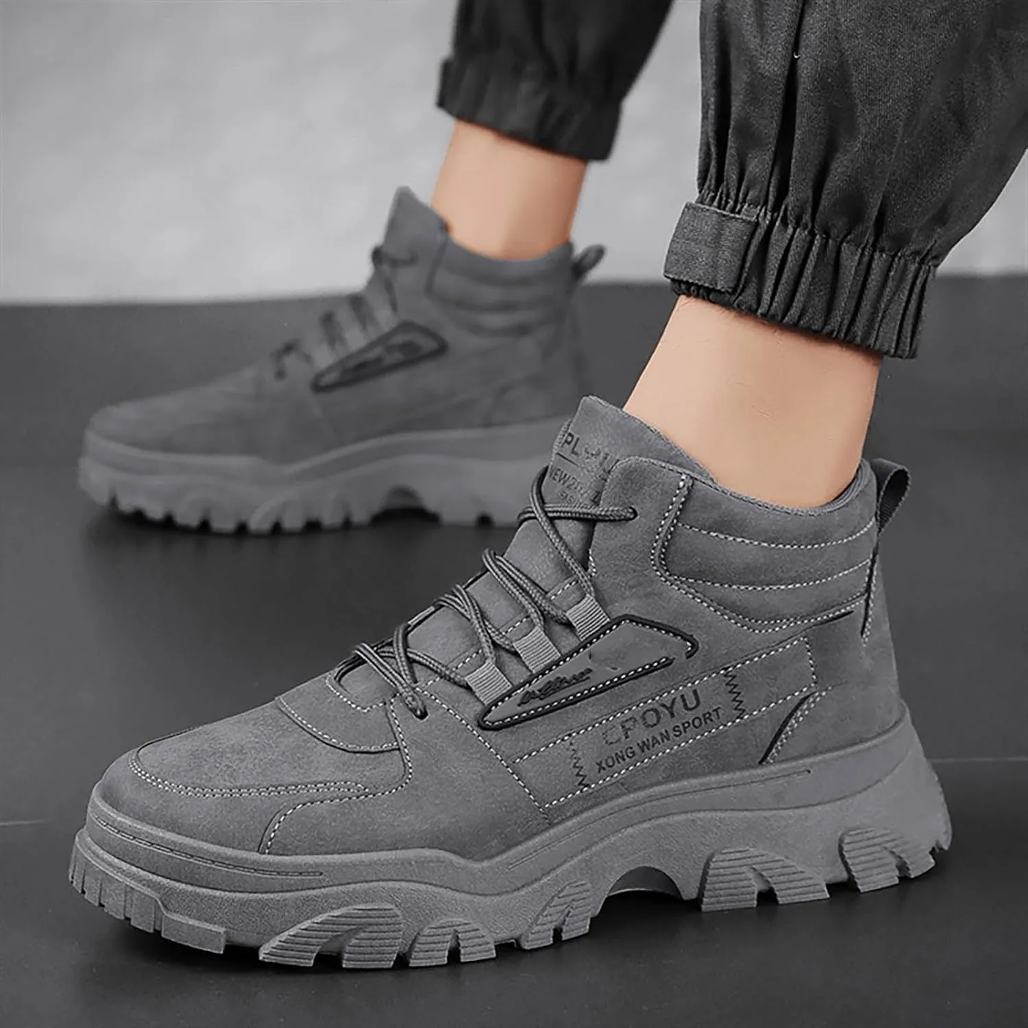 Non Slip Work Sport Shoes for Men Outdoor Athletic Slip-On Hiking Shoe Comfortable & Light-Weight Stretch Shoes