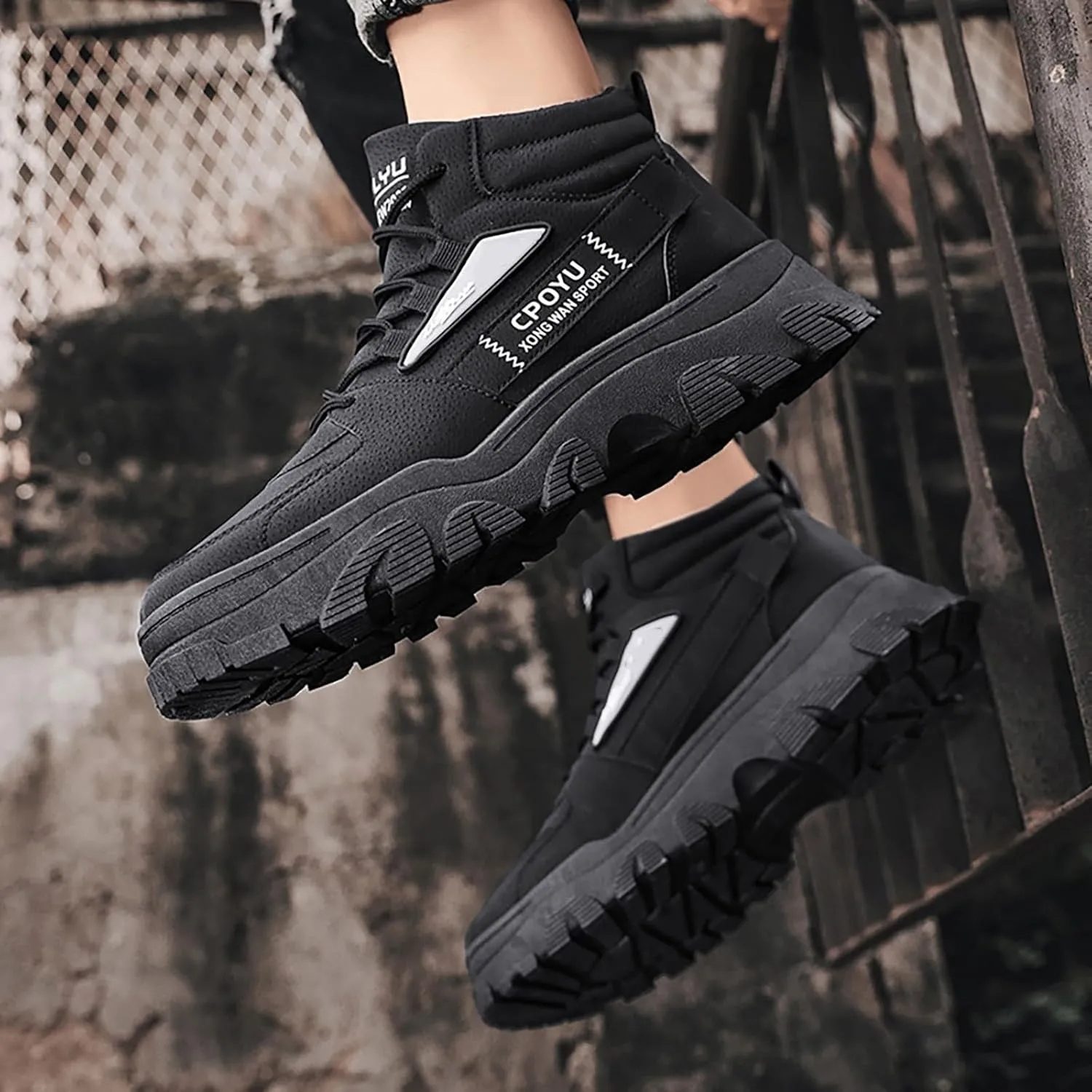 Non Slip Work Sport Shoes for Men Outdoor Athletic Slip-On Hiking Shoe Comfortable & Light-Weight Stretch Shoes