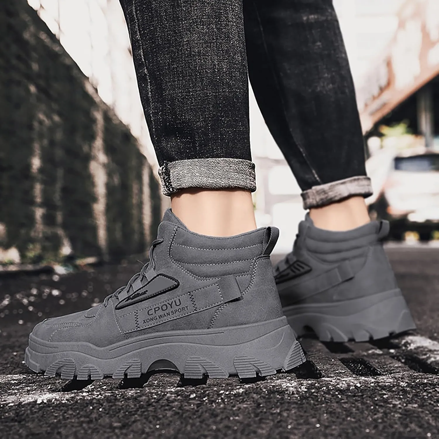 Non Slip Work Sport Shoes for Men Outdoor Athletic Slip-On Hiking Shoe Comfortable & Light-Weight Stretch Shoes
