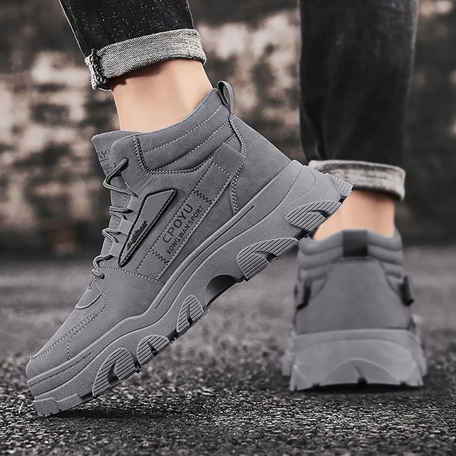 Non Slip Work Sport Shoes for Men Outdoor Athletic Slip-On Hiking Shoe Comfortable & Light-Weight Stretch Shoes