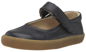 Old Soles Girl's Missy Shoe Navy Leather Hook and Loop Mary Jane Flat Shoe
