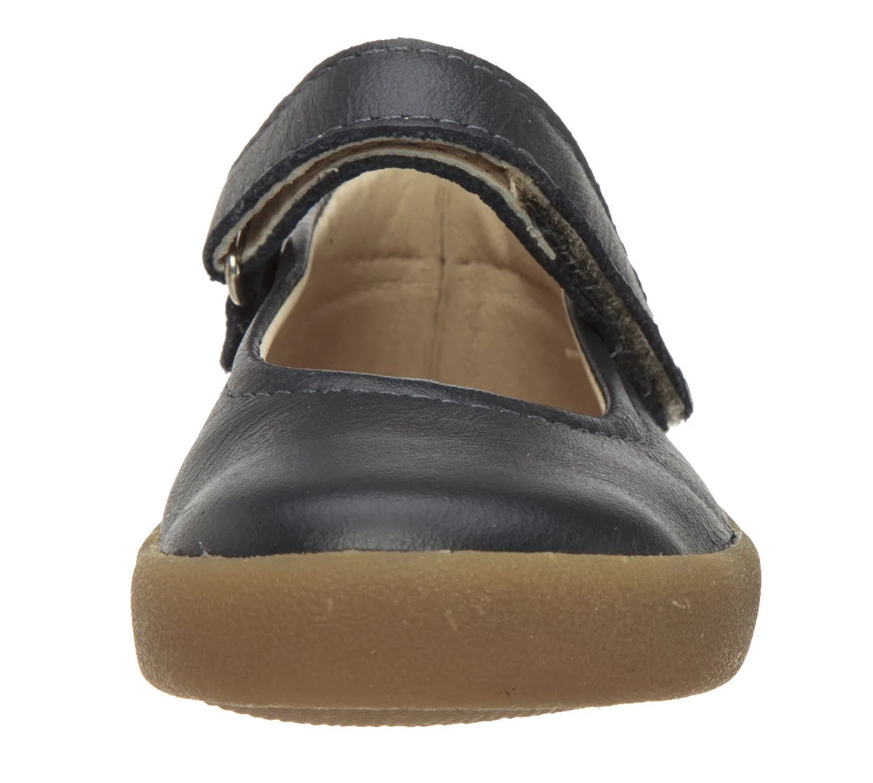 Old Soles Girl's Missy Shoe Navy Leather Hook and Loop Mary Jane Flat Shoe