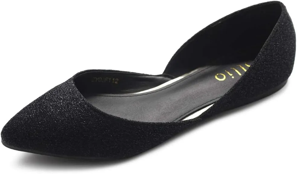 Ollio Women's Shoes Glitter Casual Comfort Light Pointed Toe Ballet Flats F112