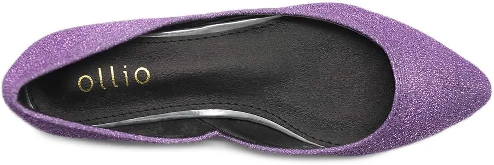 Ollio Women's Shoes Glitter Casual Comfort Light Pointed Toe Ballet Flats F112