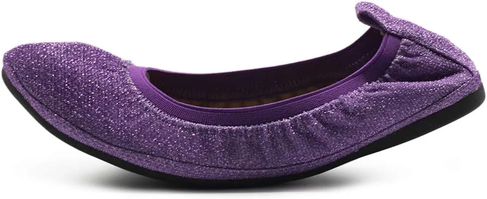 Ollio Women's Shoes Glitter Slip On Comfort Basic Ballet Flats F118