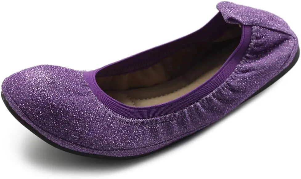 Ollio Women's Shoes Glitter Slip On Comfort Basic Ballet Flats F118