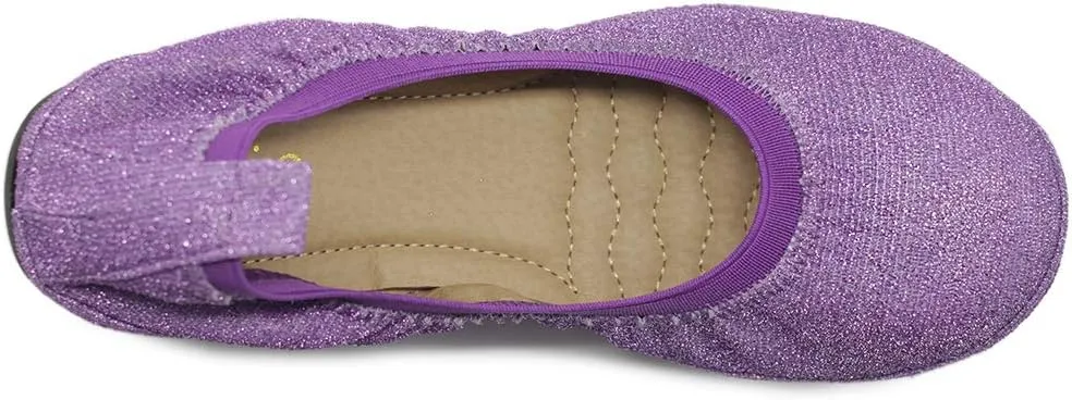 Ollio Women's Shoes Glitter Slip On Comfort Basic Ballet Flats F118