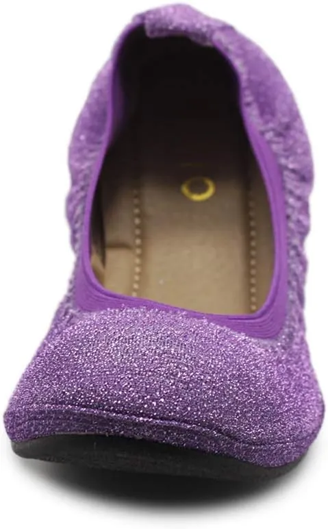 Ollio Women's Shoes Glitter Slip On Comfort Basic Ballet Flats F118