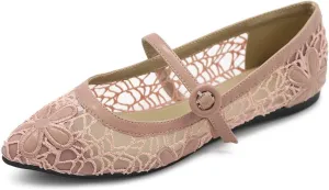 Ollio Women's Shoes Mary Jane Lace Breathable Comfort Ballet Flats NEW1827