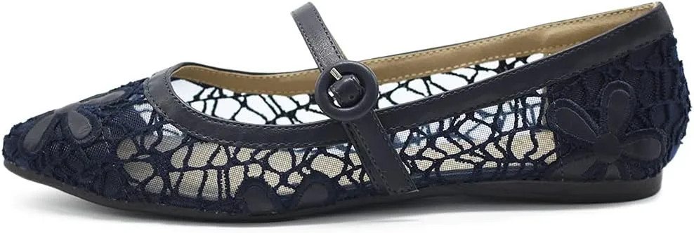 Ollio Women's Shoes Mary Jane Lace Breathable Comfort Ballet Flats NEW1827