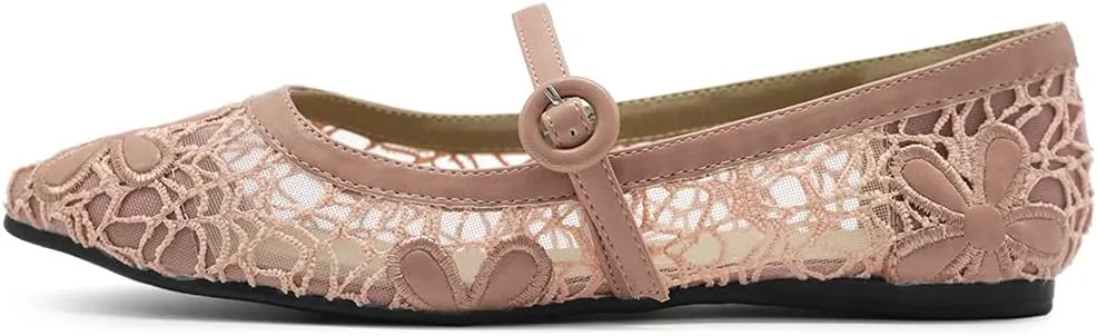 Ollio Women's Shoes Mary Jane Lace Breathable Comfort Ballet Flats NEW1827