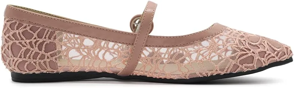 Ollio Women's Shoes Mary Jane Lace Breathable Comfort Ballet Flats NEW1827