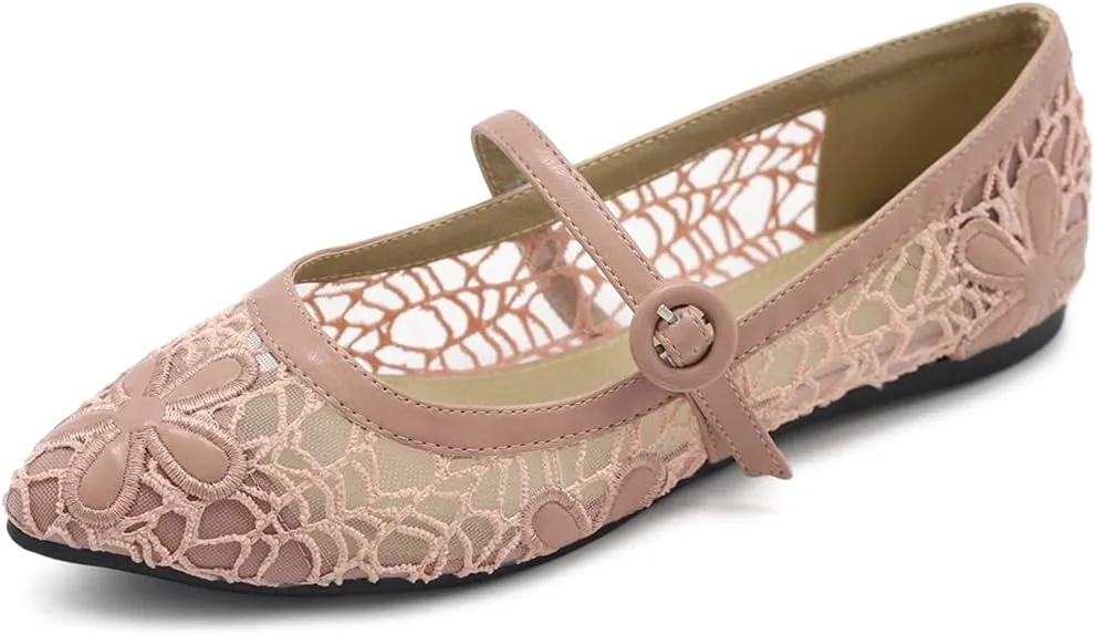 Ollio Women's Shoes Mary Jane Lace Breathable Comfort Ballet Flats NEW1827