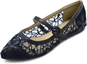 Ollio Women's Shoes Mary Jane Lace Breathable Comfort Ballet Flats NEW1827