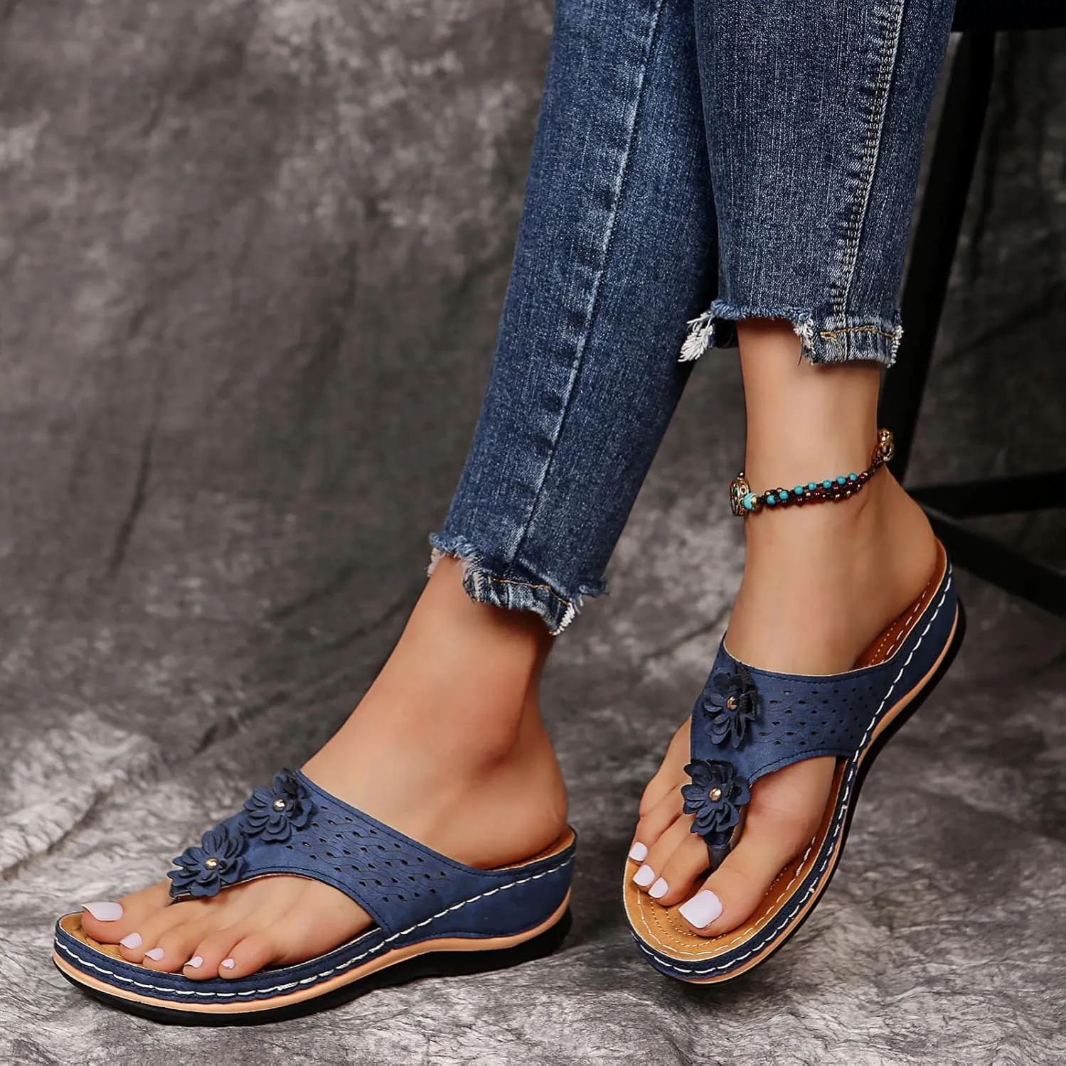 Orthopedic Sandals for Women Arch Support Sandals Women's Orthotic Sandals Flip Flops Comfy Wedge Walking Slippers