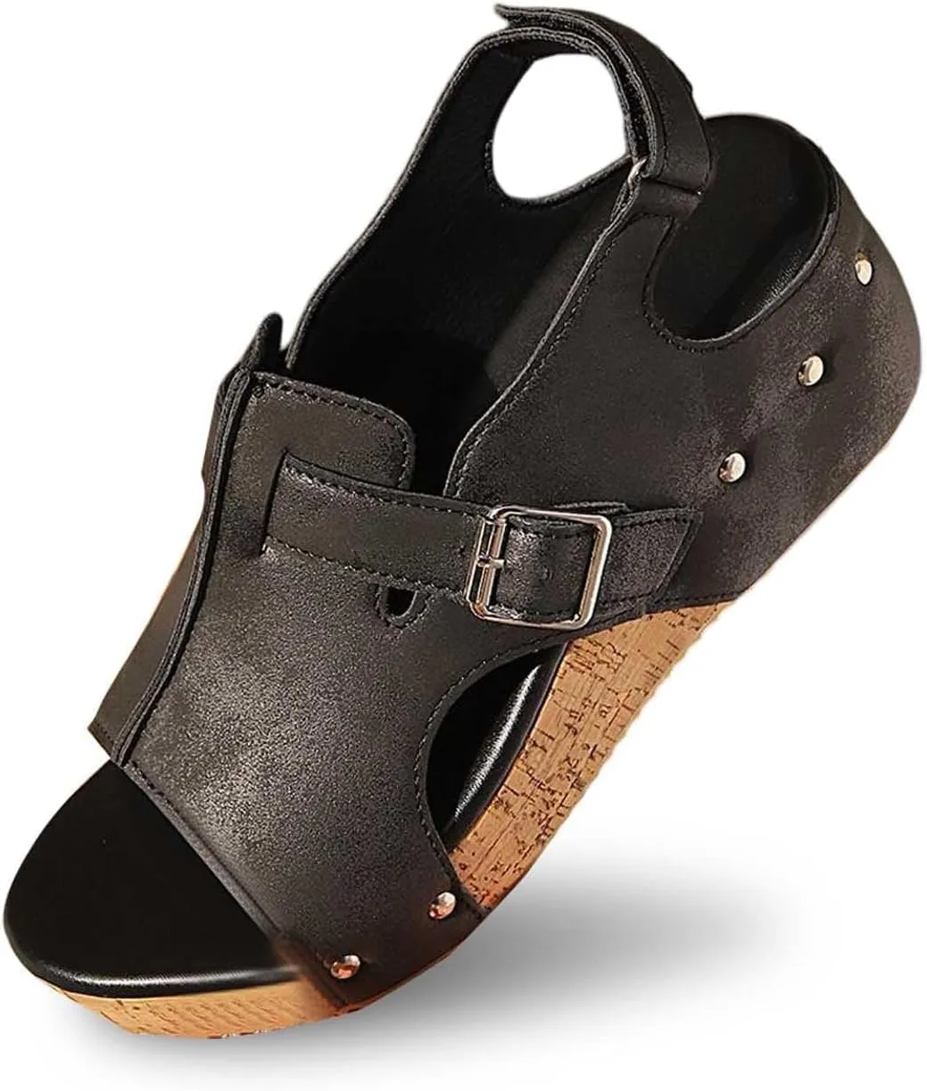 Orthopedic Wedge Sandals for Women Comfortable Open Toe Slip On Slides Casual Platform Summer Slippers Cork Heeled Sandal Beach Vacation Shoes Boho Ankle Strap Shoe
