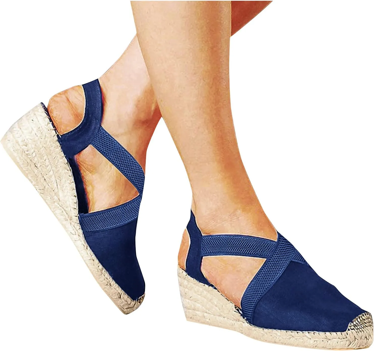 Orthopedic Wedge Sandals for Women Open Toe Walking Sandals Ankle Strap Wide Width Platform Wedge with Arch Support