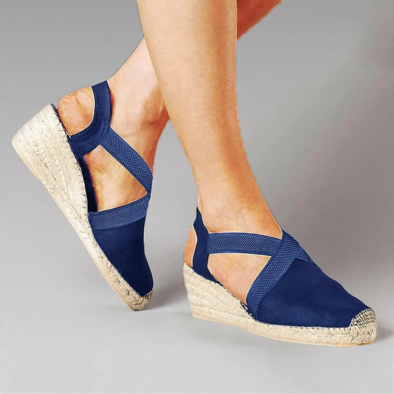 Orthopedic Wedge Sandals for Women Open Toe Walking Sandals Ankle Strap Wide Width Platform Wedge with Arch Support