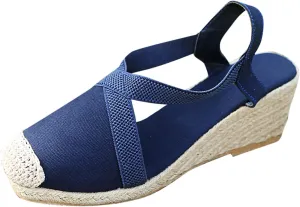 Orthopedic Wedge Sandals for Women Open Toe Walking Sandals Ankle Strap Wide Width Platform Wedge with Arch Support