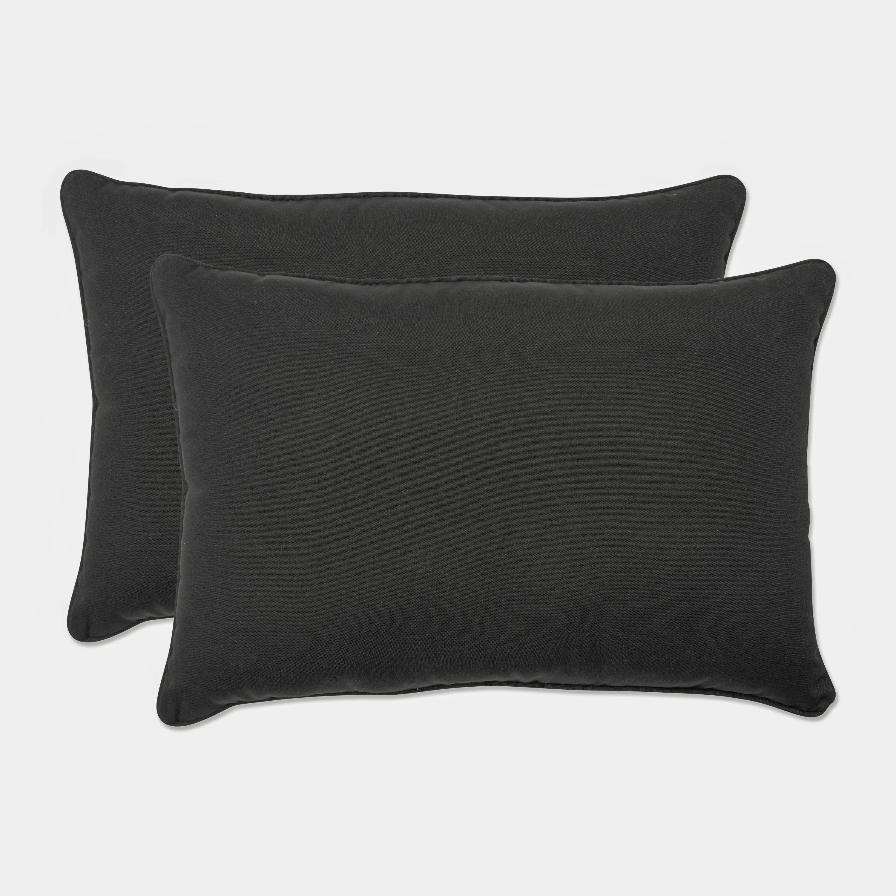 Outdoor/Indoor Fresco Black Over-sized Rectangular Throw Pillow (Set of 2)