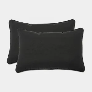 Outdoor/Indoor Fresco Black Rectangular Throw Pillow (Set of 2)
