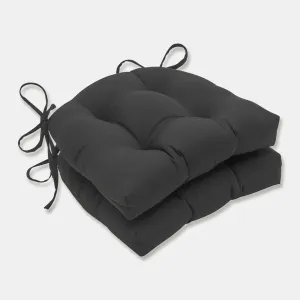 Outdoor/Indoor Fresco Black Reversible Chair Pad (Set of 2)