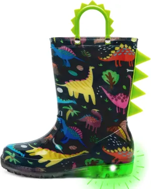 Outee Toddler Kids Adorable Lightwight Waterproof Rain Boots Light Up by Steps