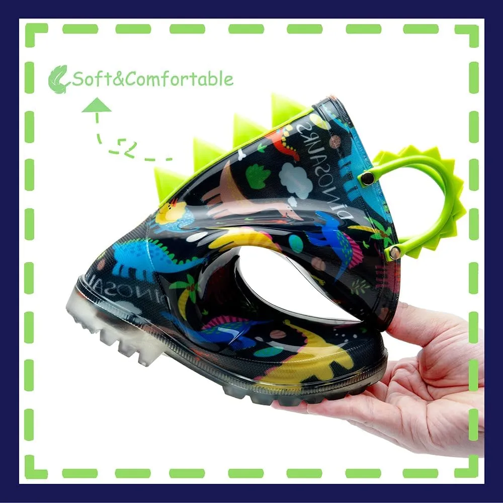Outee Toddler Kids Adorable Lightwight Waterproof Rain Boots Light Up by Steps