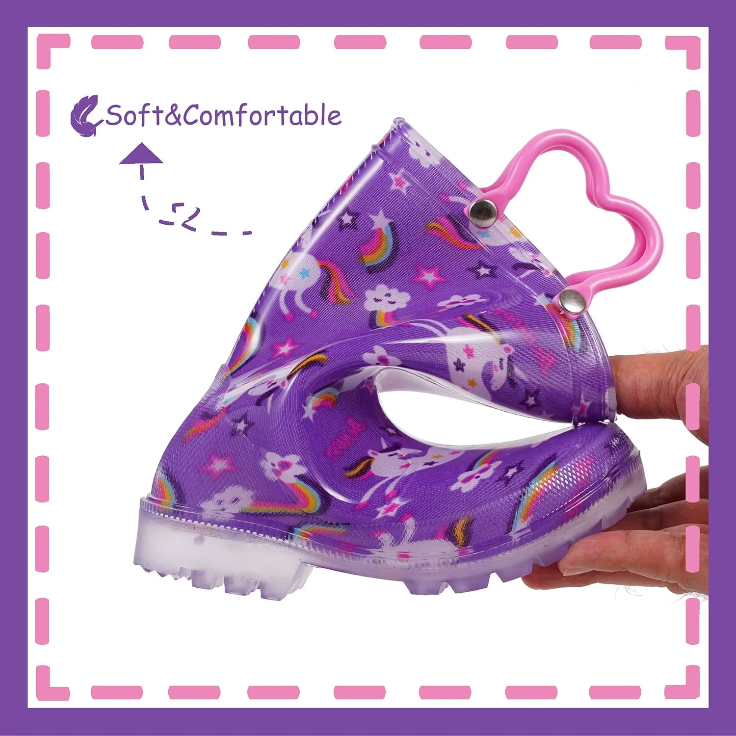 Outee Toddler Kids Adorable Lightwight Waterproof Rain Boots Light Up by Steps
