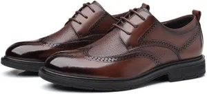 Oxford Shoes for Men, Genuine Calfskin Leather Brogue Dress Shoes Classic Business Formal Shoes Mens Color Block Round-Toe Buckle Business Dress Leather Shoes Man Casual Wedding Party Shoes