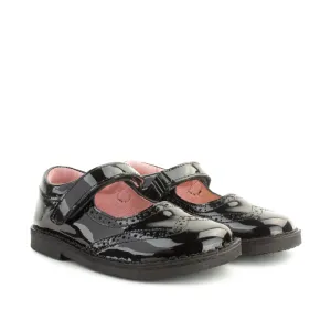 Petasil School Shoes | Claret | Black Patent