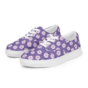 Pink Flowers Women’s lace-up canvas shoes