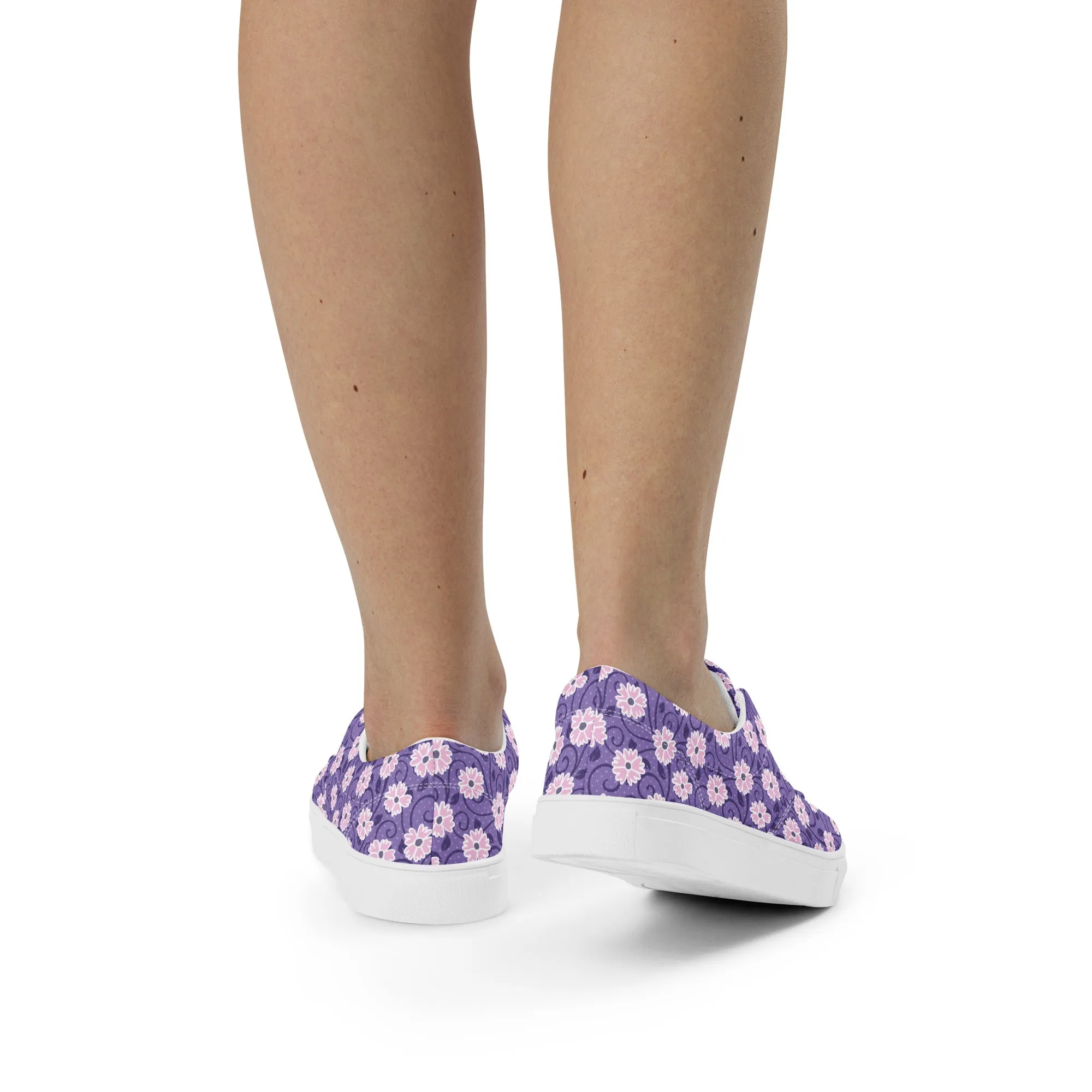 Pink Flowers Women’s lace-up canvas shoes