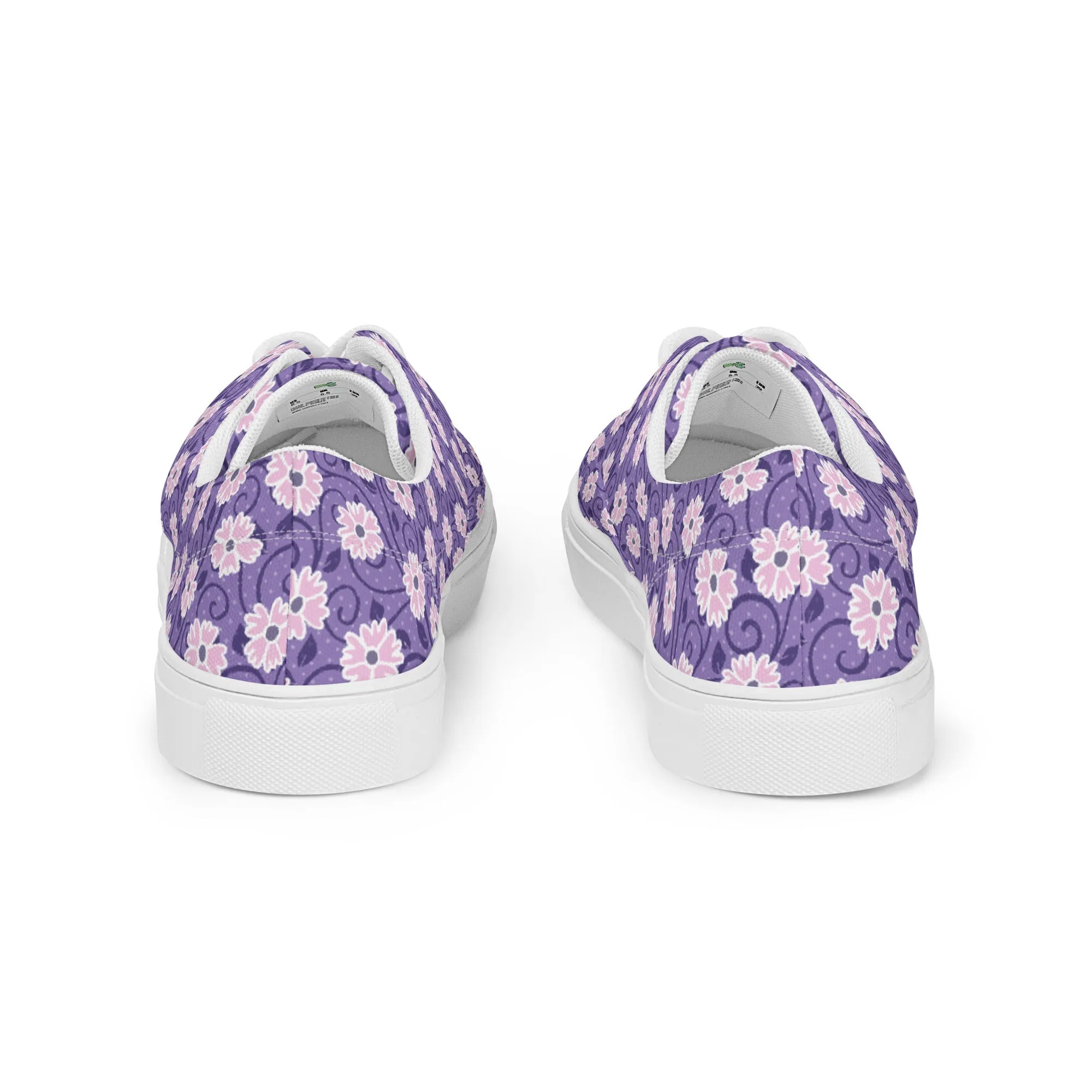 Pink Flowers Women’s lace-up canvas shoes