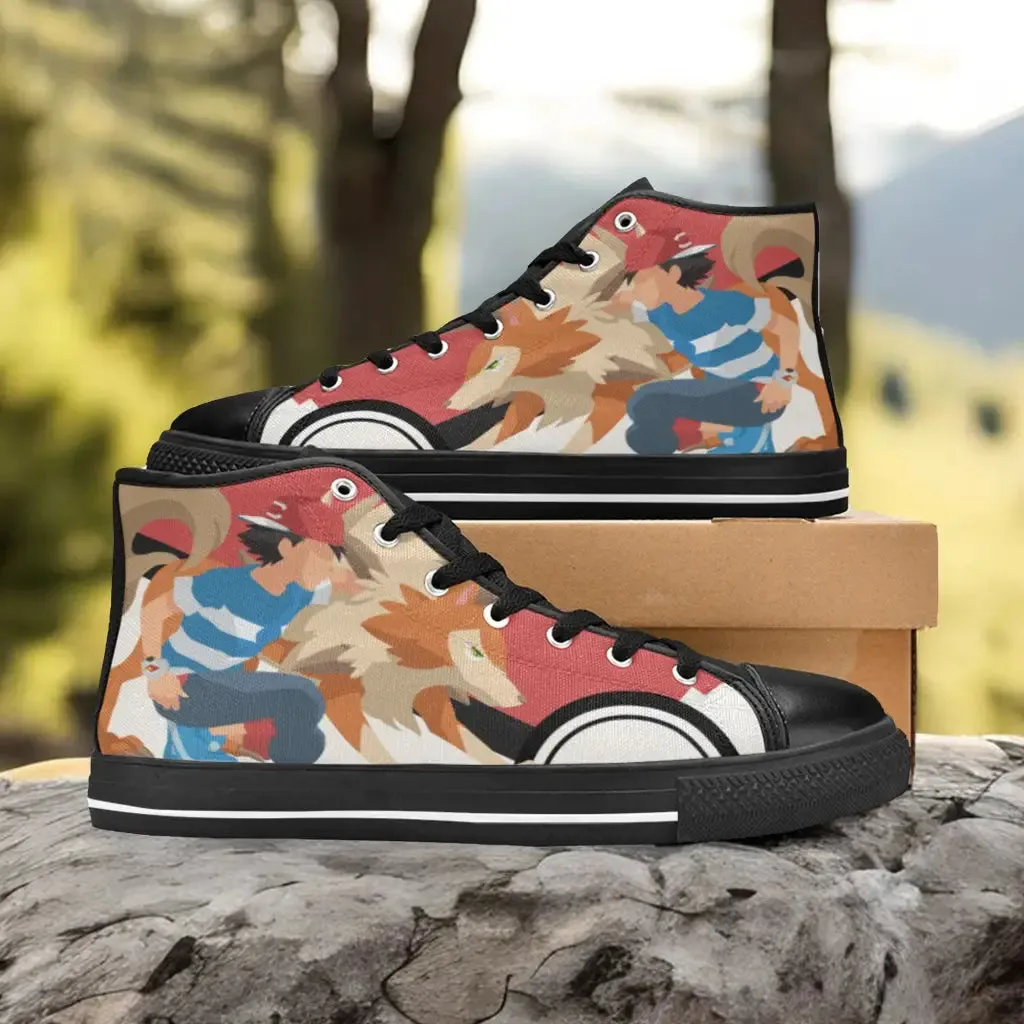 Pokemon Dusk Lycanroc Shoes High Top Sneakers for Kids and Adults