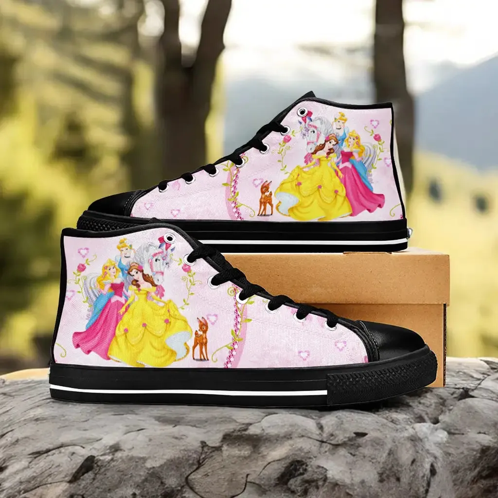 Princess Aurora Belle and Cinderella Shoes High Top Sneakers for Kids and Adults