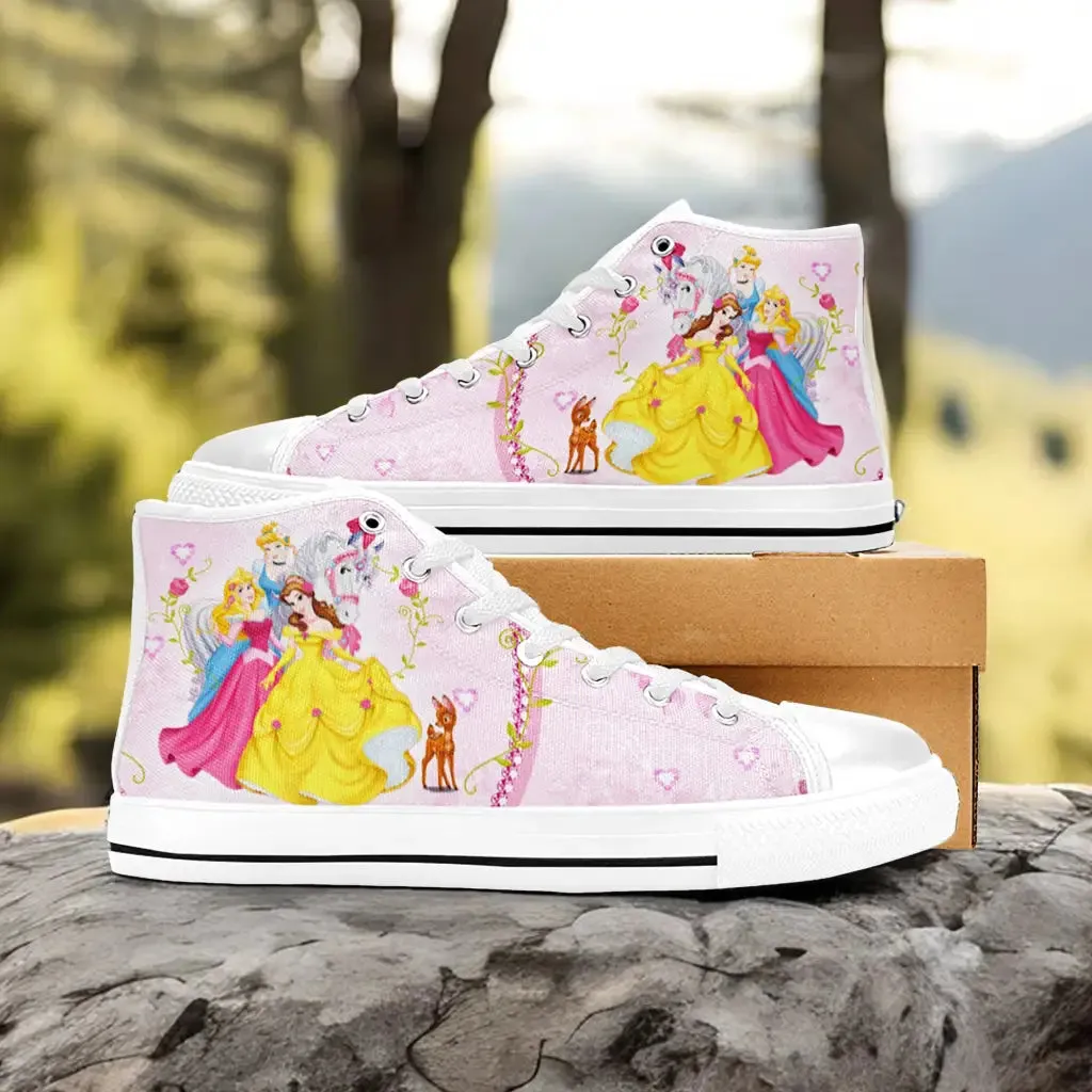 Princess Aurora Belle and Cinderella Shoes High Top Sneakers for Kids and Adults